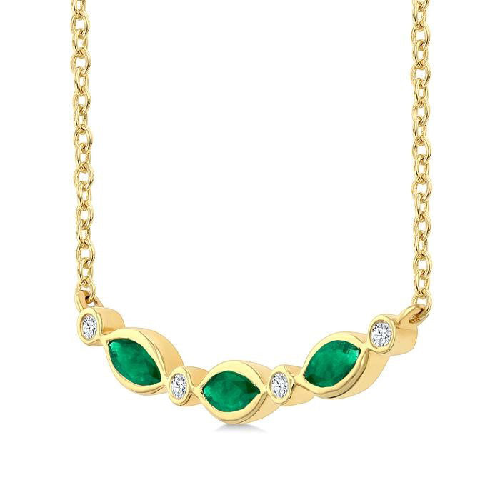 Marquise Shape Gemstone & Diamond Fashion Necklace