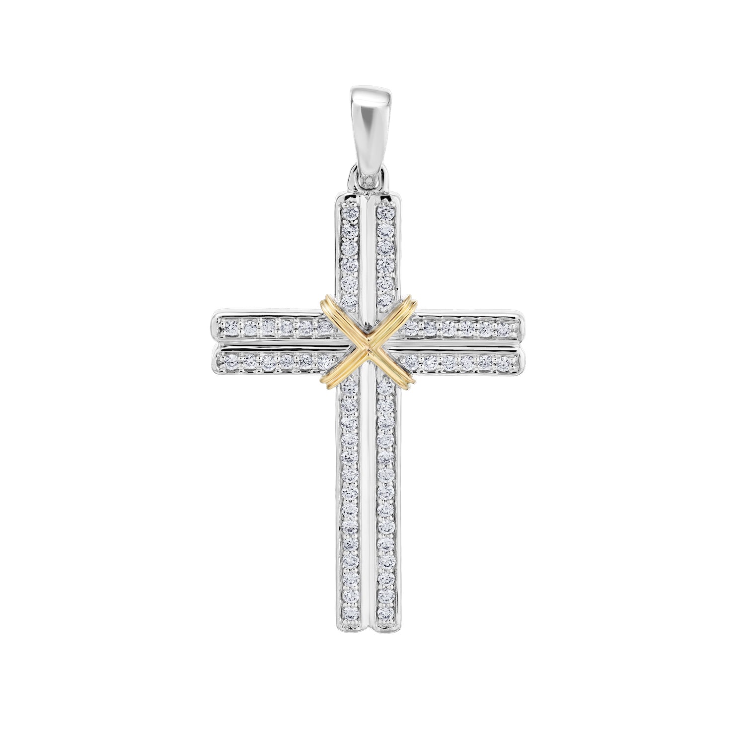 Diamond Cross Two Tone Pendant