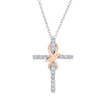 Diamond Two Tone Infinity Cross Pendant