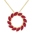 4X2 MM Marquise Shape Ruby Circle Precious Pendant With Chain in 10K Yellow Gold