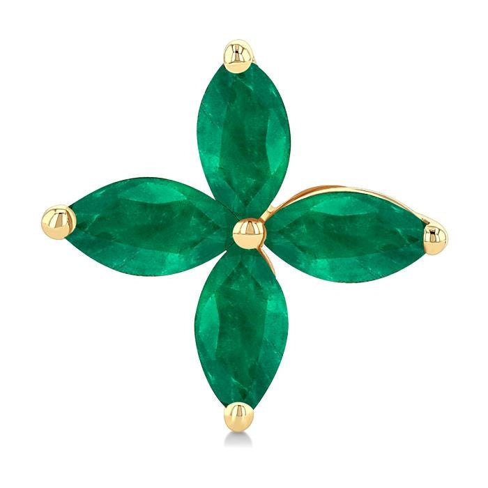5X2.5 MM Marquise Shape Emerald Floral Precious Earrings in 10K Yellow Gold