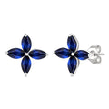5X2.5 MM Marquise Shape Sapphire Floral Precious Earrings in 10K White Gold