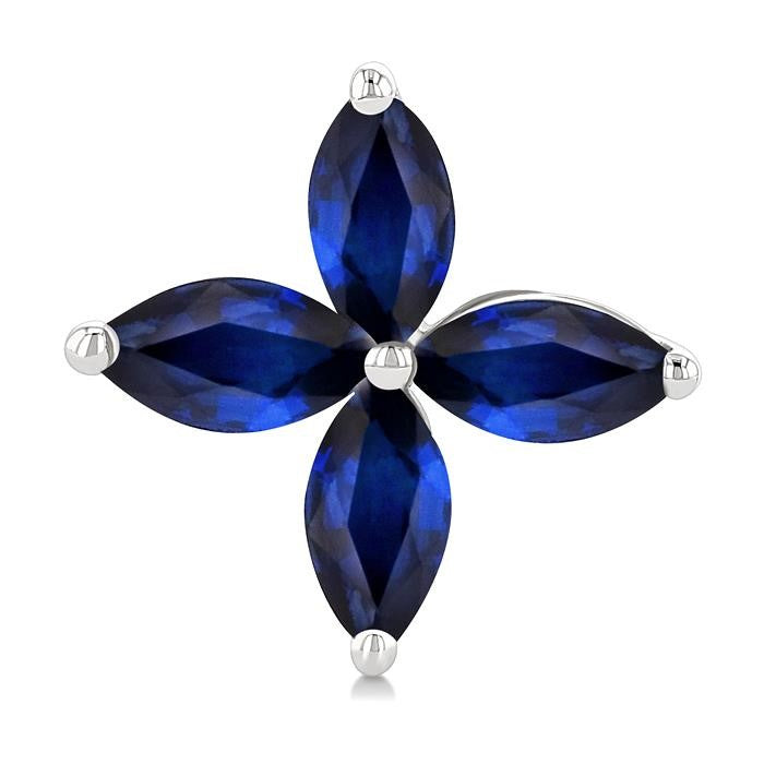 5X2.5 MM Marquise Shape Sapphire Floral Precious Earrings in 10K White Gold
