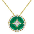 5x2.5 MM Marquise Shape Emerald and 1/6 Ctw Round Cut Diamond Fashion Precious Pendant With Chain in 10K Yellow Gold