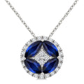 5X2.5 Marquise Shape Sapphire and 1/6 Ctw Round Cut Diamond Fashion Precious Pendant With Chain in 10K White Gold