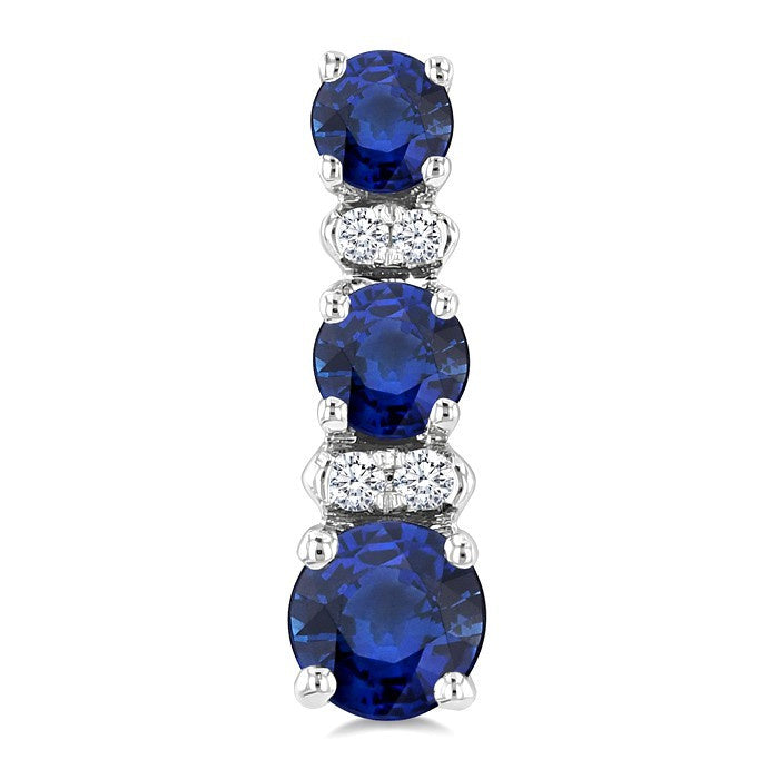 2.2-3.3 MM Round Shape Sapphire and 1/50 Ctw Round Cut Diamond Hoop  Earrings in 10K White Gold