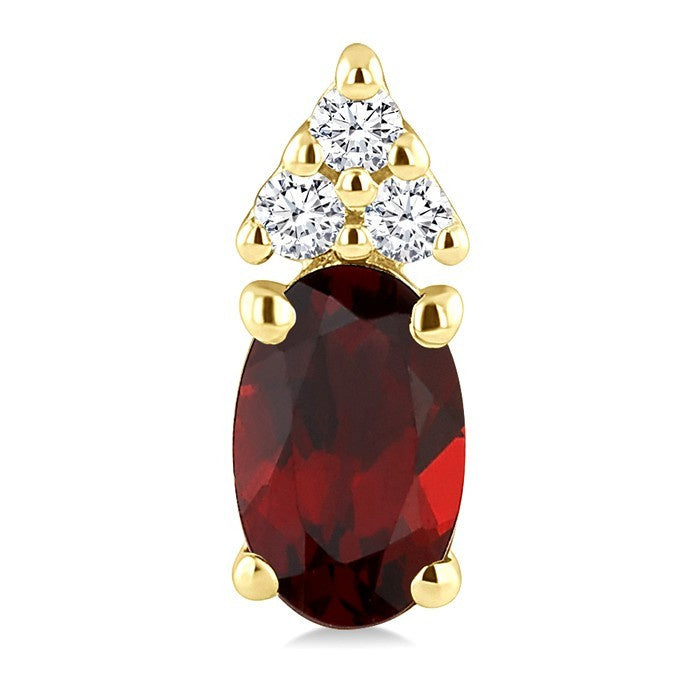 1/20 Ctw Oval Cut 5X3 MM Garnet and Round Cut Diamond semi-precious Earrings in 14K Yellow Gold