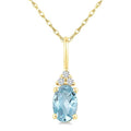 1/50 Ctw Oval Cut 6X4 MM Aquamarine and Round Cut Diamond semi-precious Pendant With Chain in 14K Yellow Gold