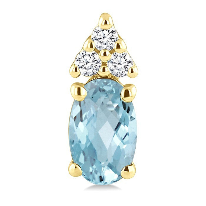 1/20 Ctw Oval Cut 5X3 MM Aquamarine and Round Cut Diamond semi-precious Earrings in 10K Yellow Gold