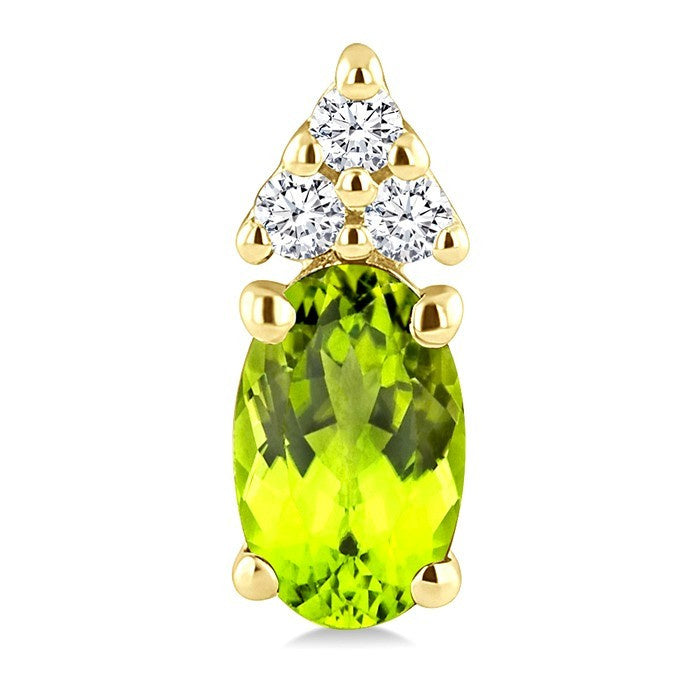 1/20 Ctw Oval Cut 5X3 MM Peridot and Round Cut Diamond semi-precious Earrings in 10K Yellow Gold