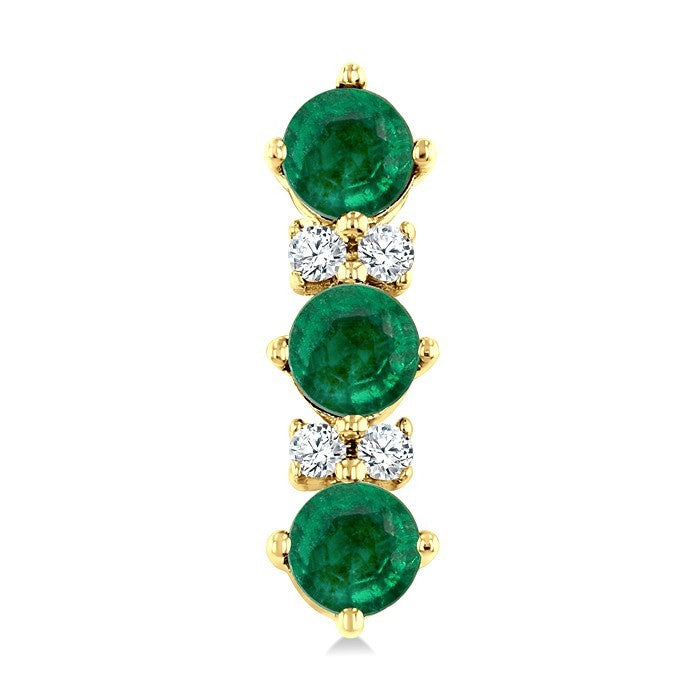 2.5 MM Round Shape Emerald and 1/20 Ctw Round Cut Diamond Precious Petite Earrings in 10K Yellow Gold