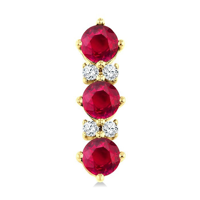 2.5 MM Round Shape Ruby and 1/20 Ctw Round Cut Diamond Precious Petite Earrings in 10K Yellow Gold