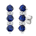 2.5 MM Round Shape Sapphire and 1/20 Ctw Round Cut Diamond Precious Earrings in 10K White Gold
