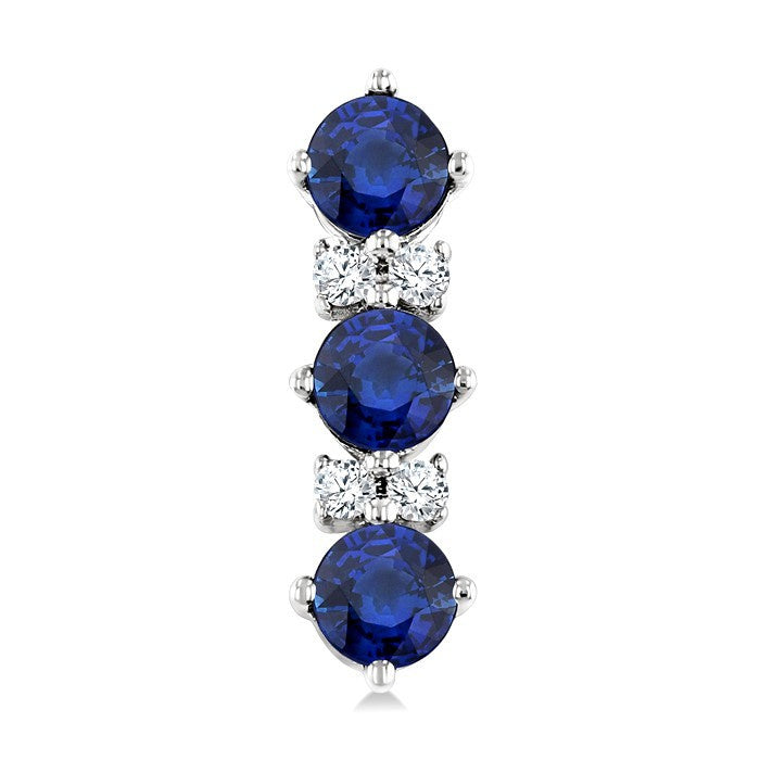 2.5 MM Round Shape Sapphire and 1/20 Ctw Round Cut Diamond Precious Earrings in 10K White Gold