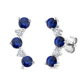 2.5 MM Round Shape Sapphire and 1/10 Ctw Round Cut Diamond Precious Petite Ear Climbers in 10K White Gold