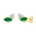 5X2.5 MM Marquise Cut Emerald and 1/20 Ctw Round Cut Diamond Precious Earrings in 10K Yellow Gold