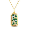 1.7 MM - 2.7 MM Round Shape Emerald and 1/4 Ctw Pave-Set Round Cut Diamond Precious Pendant With Chain in 14K Yellow Gold