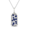 1.7 MM - 2.7 MM Round Shape Sapphire and 1/4 Ctw Pave-Set Round Cut Diamond Precious Pendant With Chain in 14K White Gold