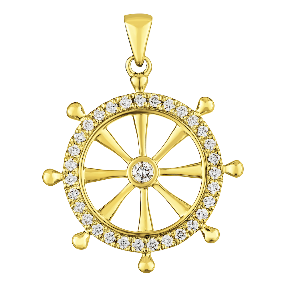Diamond Ship Wheel Pendant