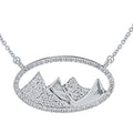 Diamond Oval Halo Mountain Range High Polish Pendant