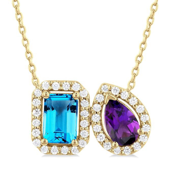 Lyric Toi Et Moi Gemstone & Halo Diamond Fashion Pendant