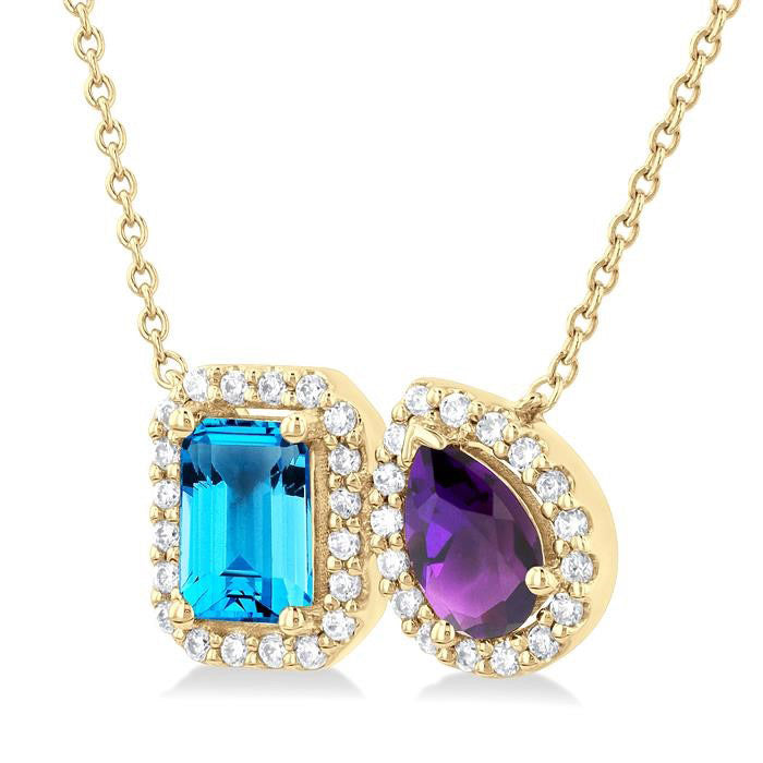 Lyric Toi Et Moi Gemstone & Halo Diamond Fashion Pendant