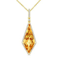 22X9 MM Evoque Gemstone Kite Shape Citrine and 1/4 Ctw Round Cut Diamond Semi-Precious Pendant With Chain in 14K Yellow Gold