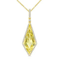 22X9 MM Evoque Gemstones Kite Shape Lemon Quartz and 1/4 Ctw Round Cut Diamond Semi-Precious Pendant With Chain in 14K Yellow Gold