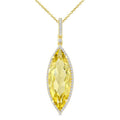 22X8 MM Evoque Gemstones Marquise Shape Lemon Quartz and 1/4 Ctw Round Cut Diamond Semi-Precious Pendant With Chain in 14K Yellow Gold