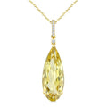 22X8 MM Evoque Gemstones Pear Shape Lemon Quartz and 1/20 Ctw Round Cut Diamond Semi-Precious Pendant With Chain in 14K Yellow Gold
