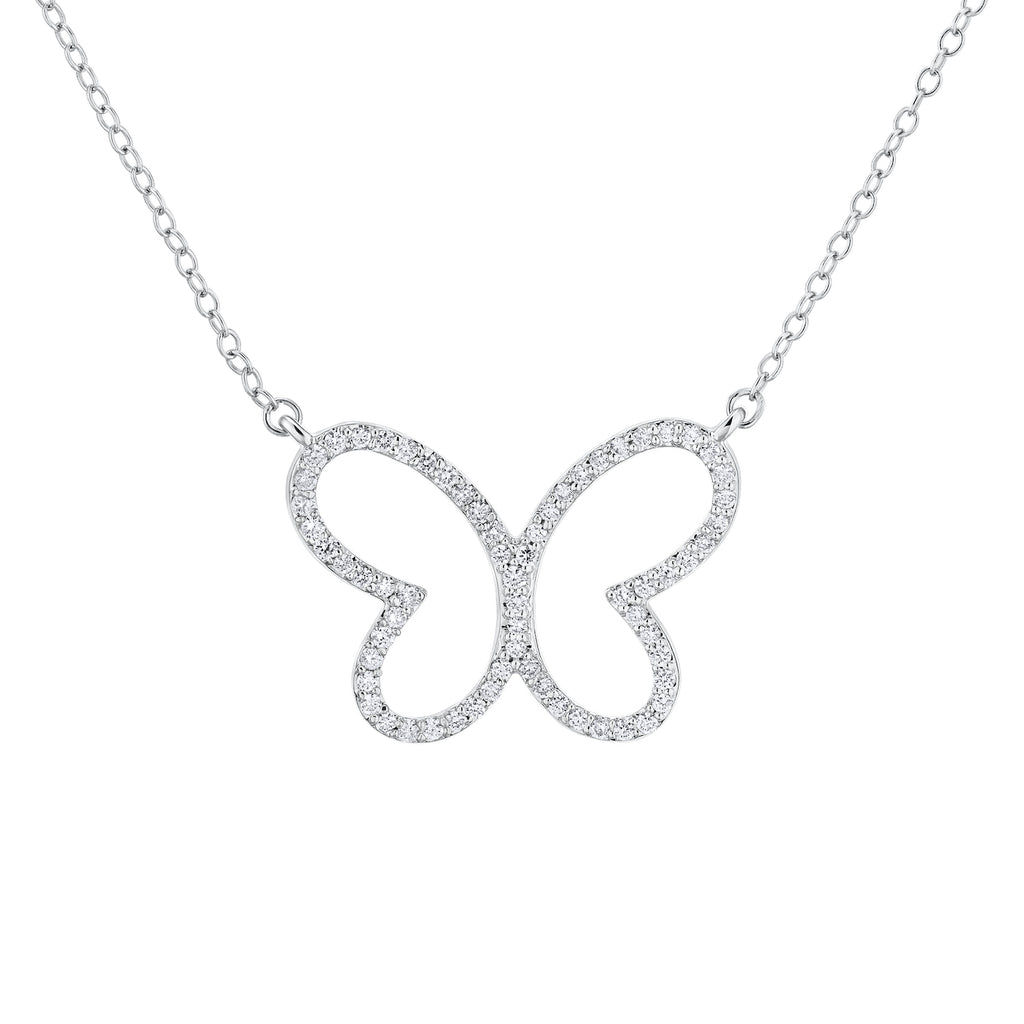 Diamond Blutterfly Silhouette Pendant