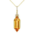 22X8 MM Evoque Gemstone Hexagon Shape Citrine and 1/10 Ctw Round Cut Diamond Semi-Precious Pendant With Chain in 14K Yellow Gold