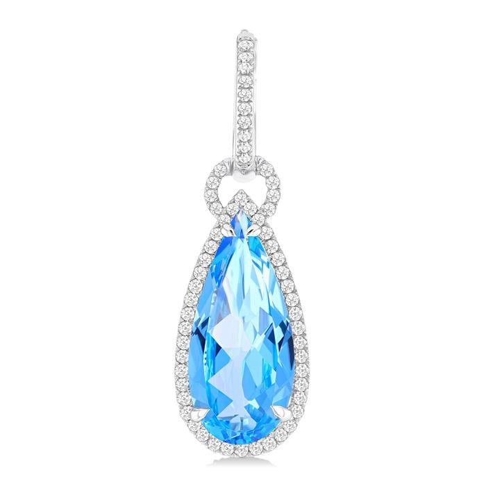 Pear Shape Gemstone & Halo Diamond Earrings