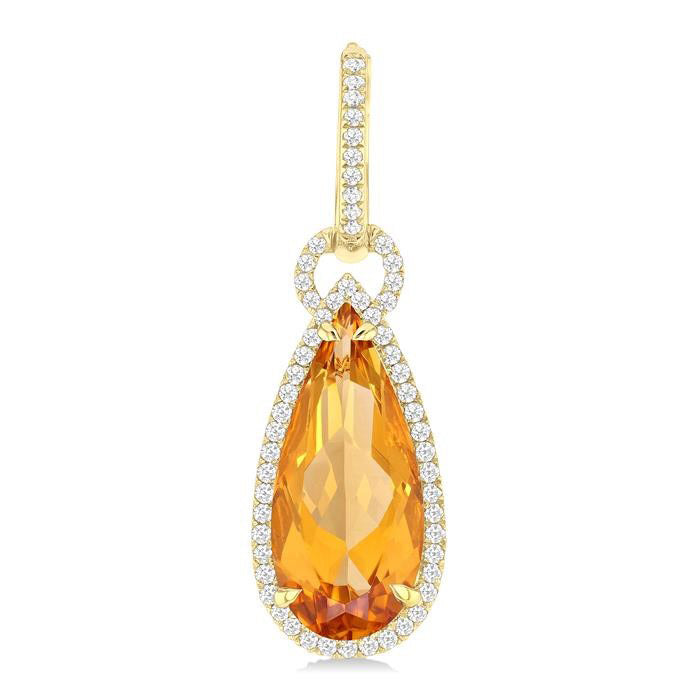Pear Shape Gemstone & Halo Diamond Earrings