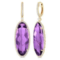 Oval Shape Gemstone & Halo Diamond Earrings