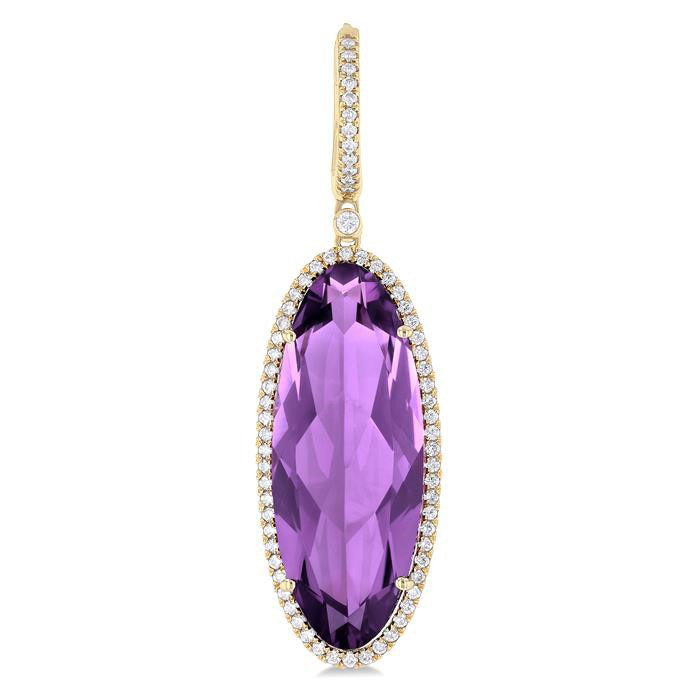 Oval Shape Gemstone & Halo Diamond Earrings