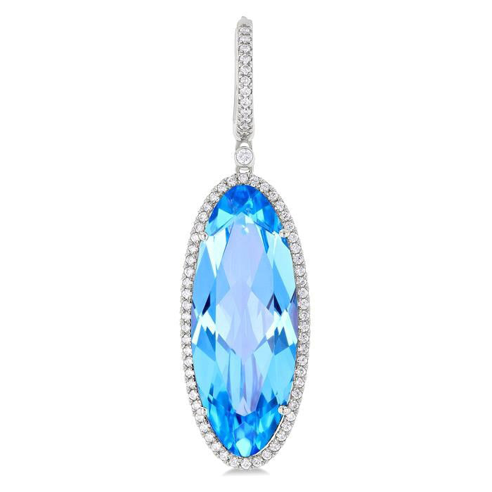 Oval Shape Gemstone & Halo Diamond Earrings