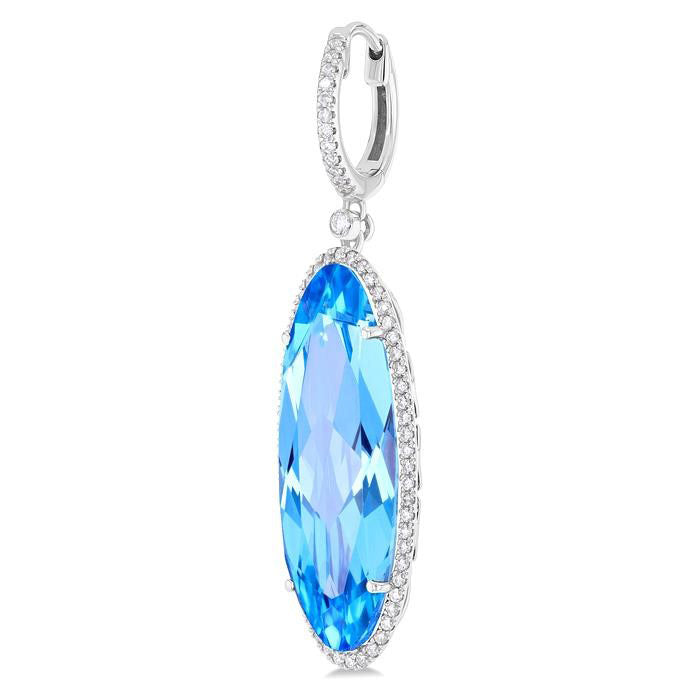 Oval Shape Gemstone & Halo Diamond Earrings