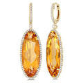 Oval Shape Gemstone & Halo Diamond Earrings