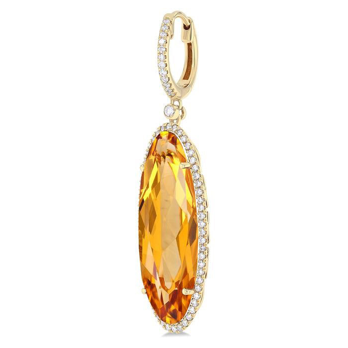 Oval Shape Gemstone & Halo Diamond Earrings