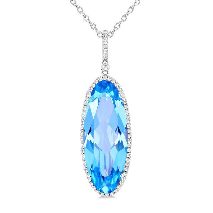 Nova Oval Shape Gemstone & Halo Diamond Pendant