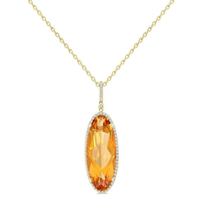 Auriel Dawn 14K Yellow Gold Oval-Cut Citrine & Diamond Halo Pendant