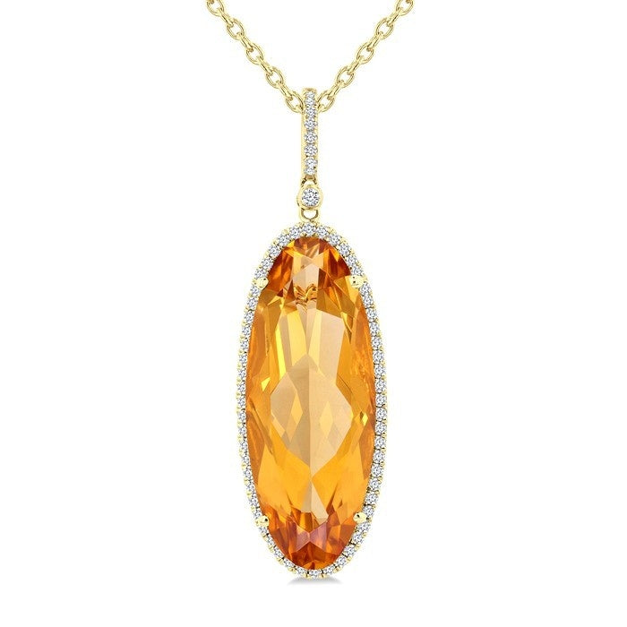 Auriel Dawn 14K Yellow Gold Oval-Cut Citrine & Diamond Halo Pendant