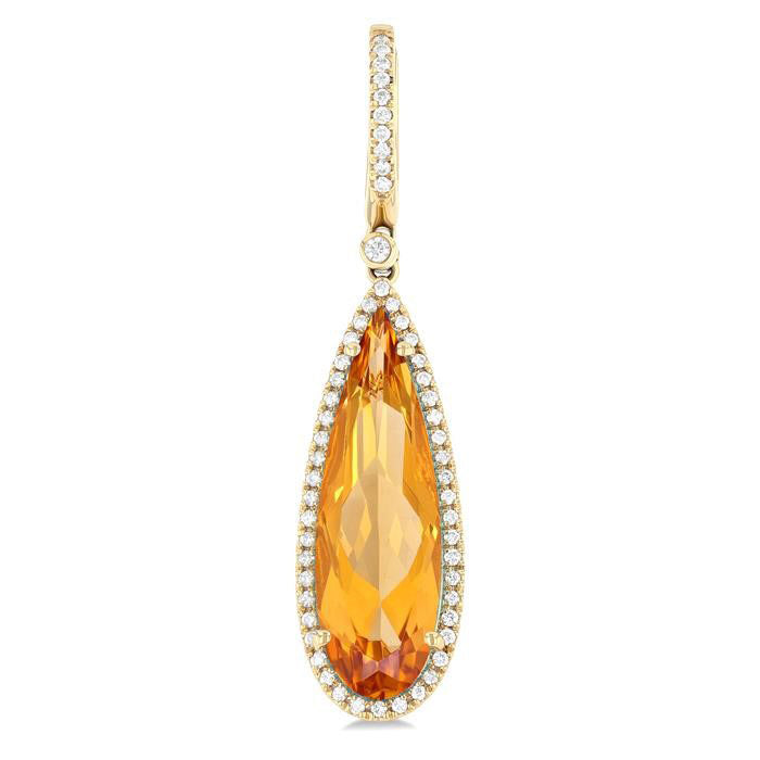 Pear Shape Gemstone & Halo Diamond Earrings