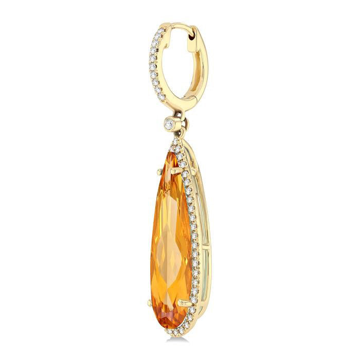 Pear Shape Gemstone & Halo Diamond Earrings