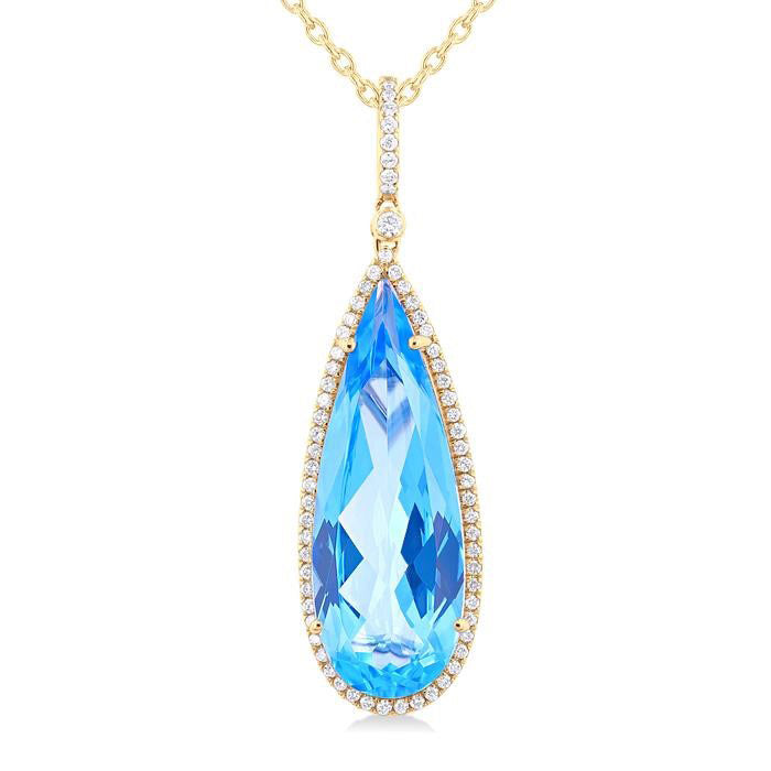 Pear Shape Gemstone & Halo Diamond Pendant