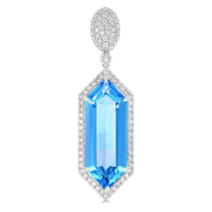 Hexagon Shape Gemstone & Halo Diamond Earrings