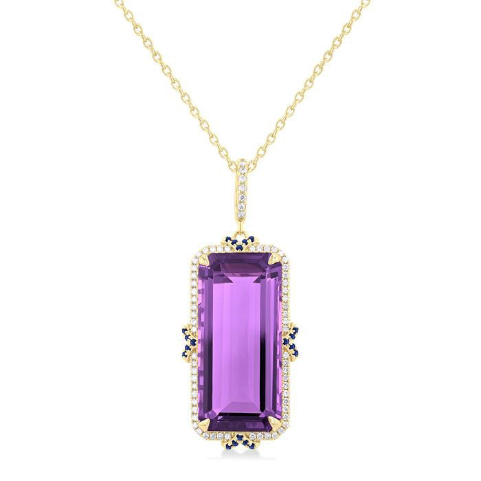 Seraph Emerald Shape Gemstone & Halo Diamond Pendant