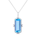 Luna Emerald Shape Gemstone & Halo Diamond Pendant