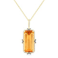 Solaris Empress 14K Yellow Gold Emerald-Cut Citrine, Sapphire & Diamond Halo Pendant